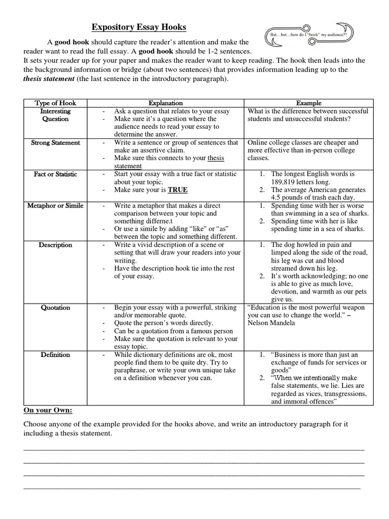 Expository Essay Hooks PDF Essays Linguistics