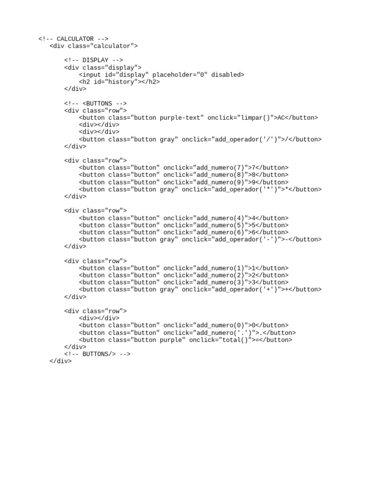 HTML Calculadora | PDF
