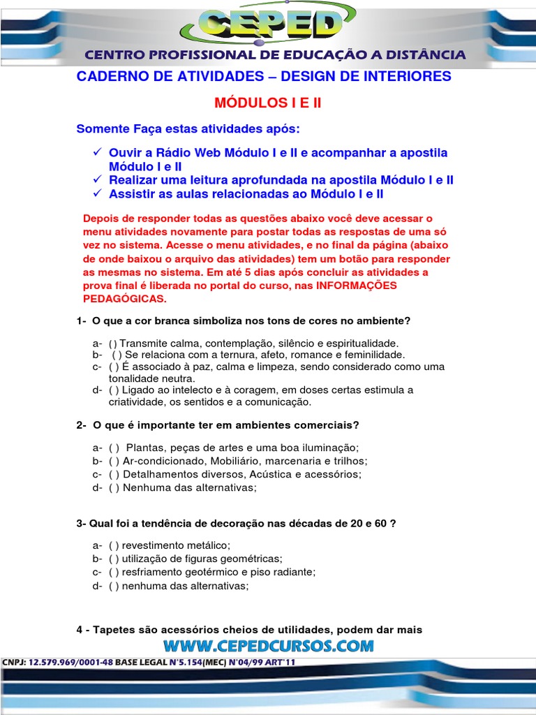 Atividades de Design de Interiores | PDF