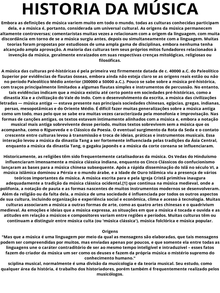 História Da Musica Completa em Todos Períodos | PDF