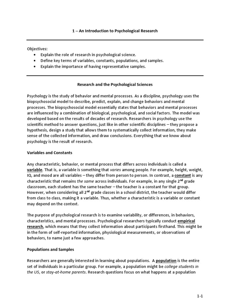 An Introduction To Psychological Research PDF Validity (Statistics