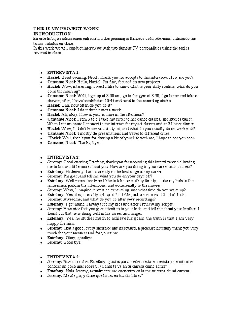 This Is My Project Work Basic IV | PDF