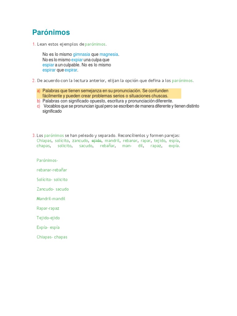 Parónimos | PDF