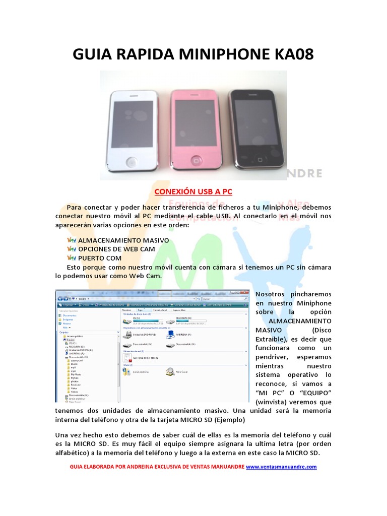 Guía Rápida Miniphone KA08 | PDF | Almacenamiento de datos de la ...