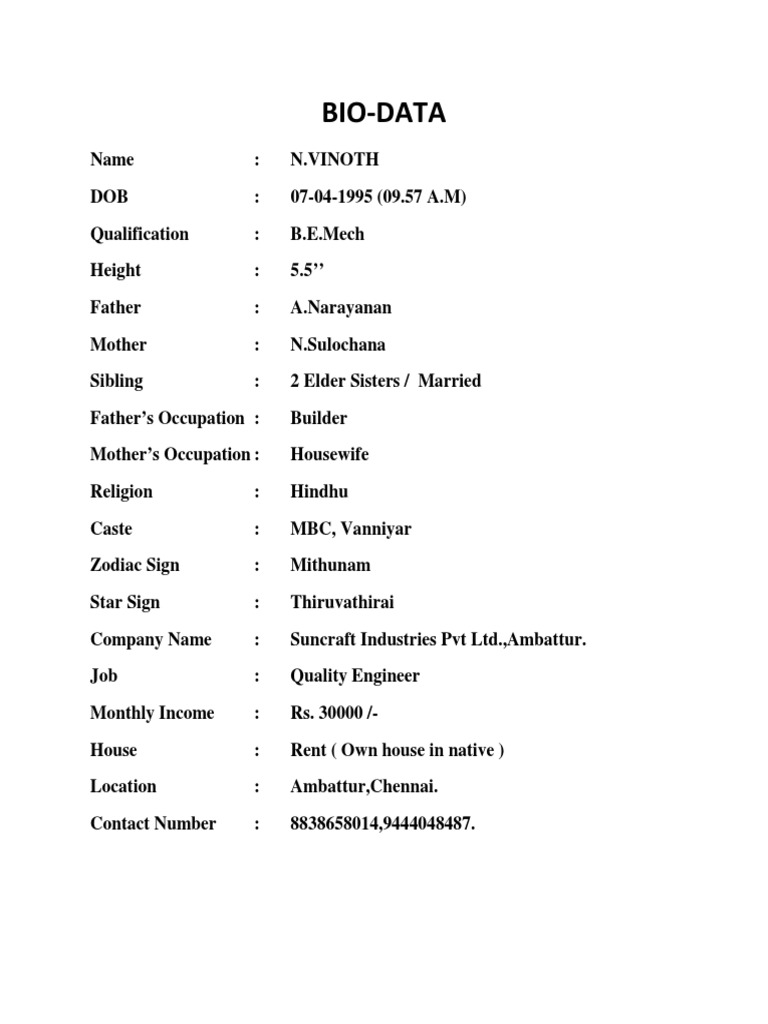 Biodata | PDF