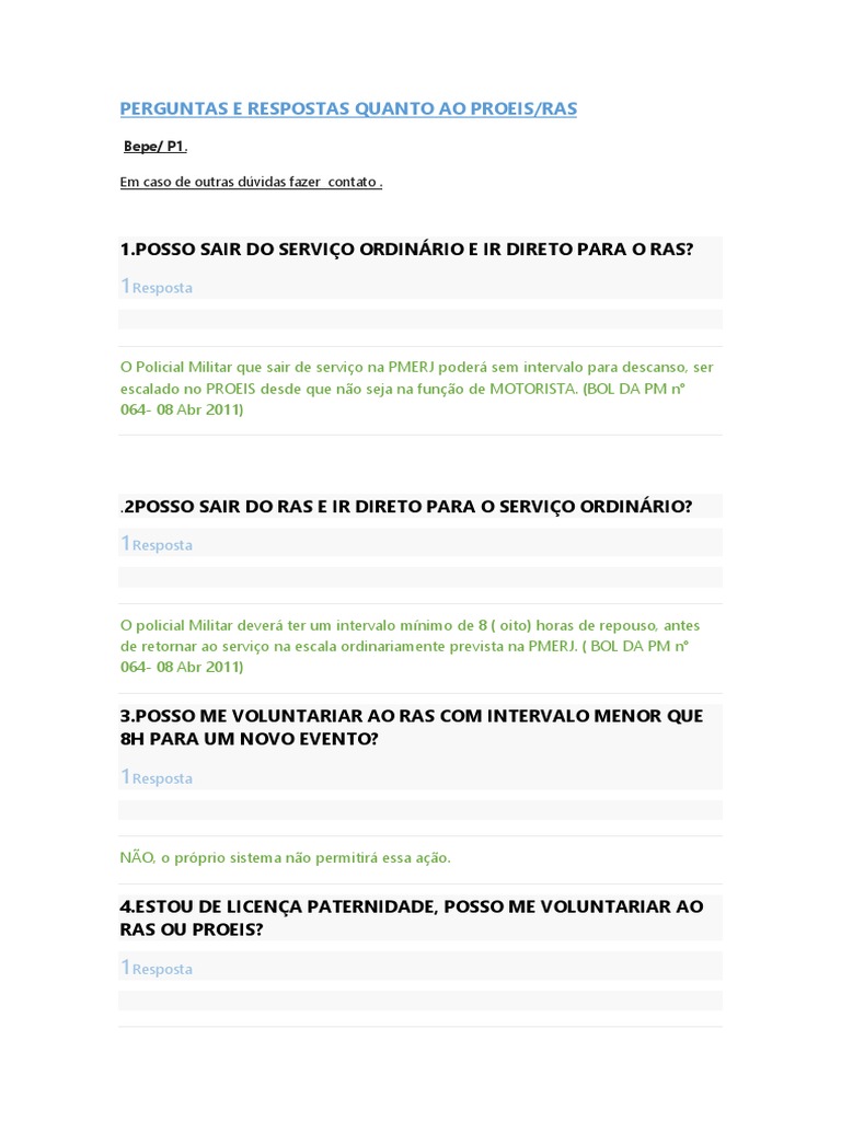 Duvidas Ras Proeis | PDF