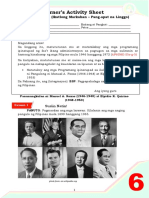 Learner's Activity Sheet: Araling Panlipunan (Ikatlong Markahan - Pang-Apat Na Linggo)