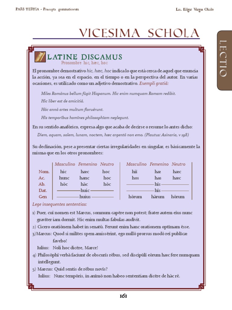 Pronombre Hic Haec Hoc PDF Tipología Lingüística Mecánica del