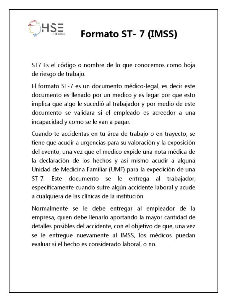 Formato ST-7 del IMSS: Guía y Uso | PDF