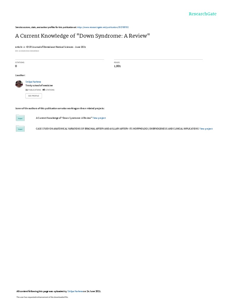 Jurnal Down Syndrome Download Free Pdf Down Syndrome Clinical