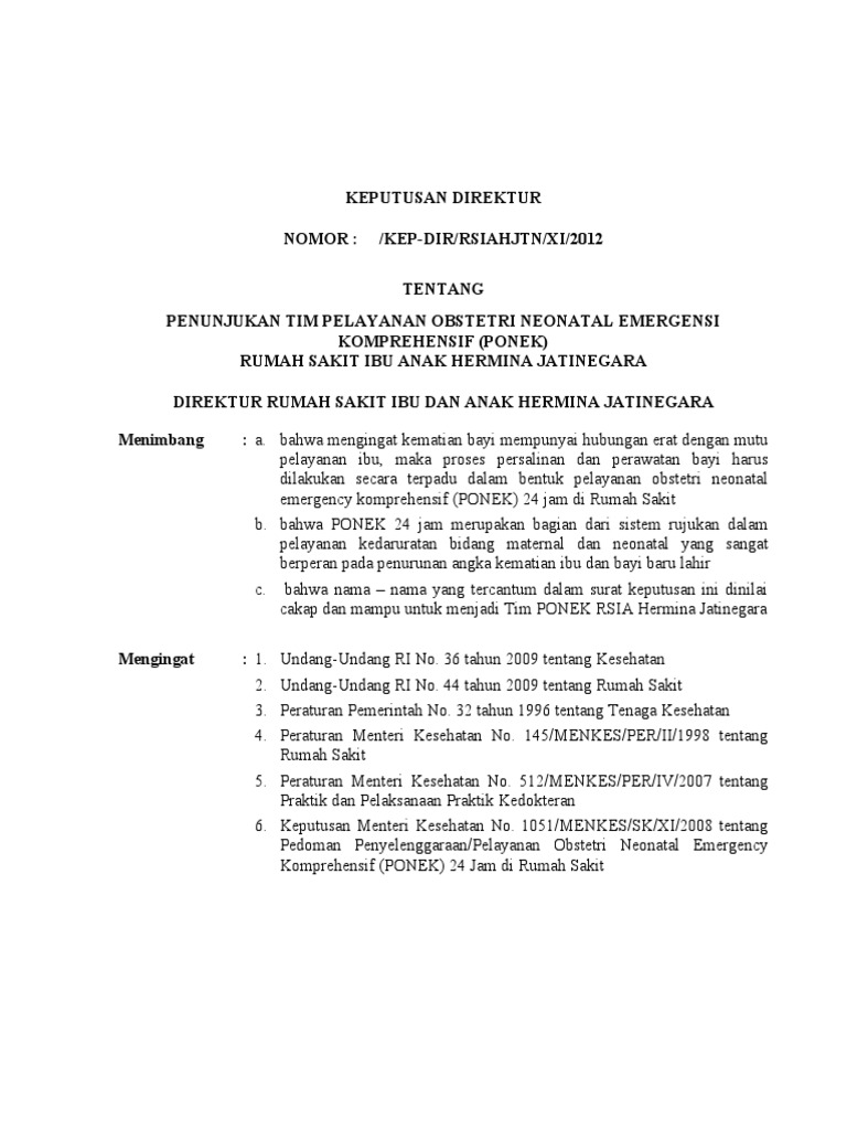 Pembentukan Tim PONEK RSIA Hermina | PDF