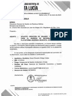 Oficio 033-2023-MDSL - Solicitud de Creacion de Usuario y Clave Sigersol