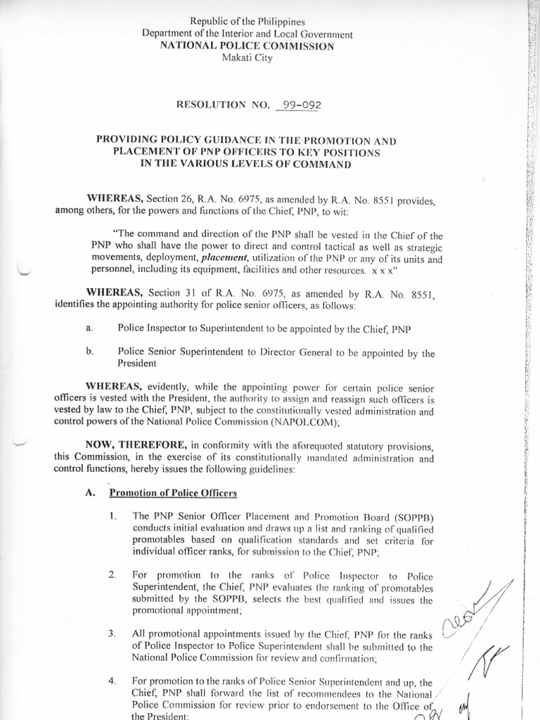 PNP Officer Placement Guidelines | PDF | Justice | Crime & Violence