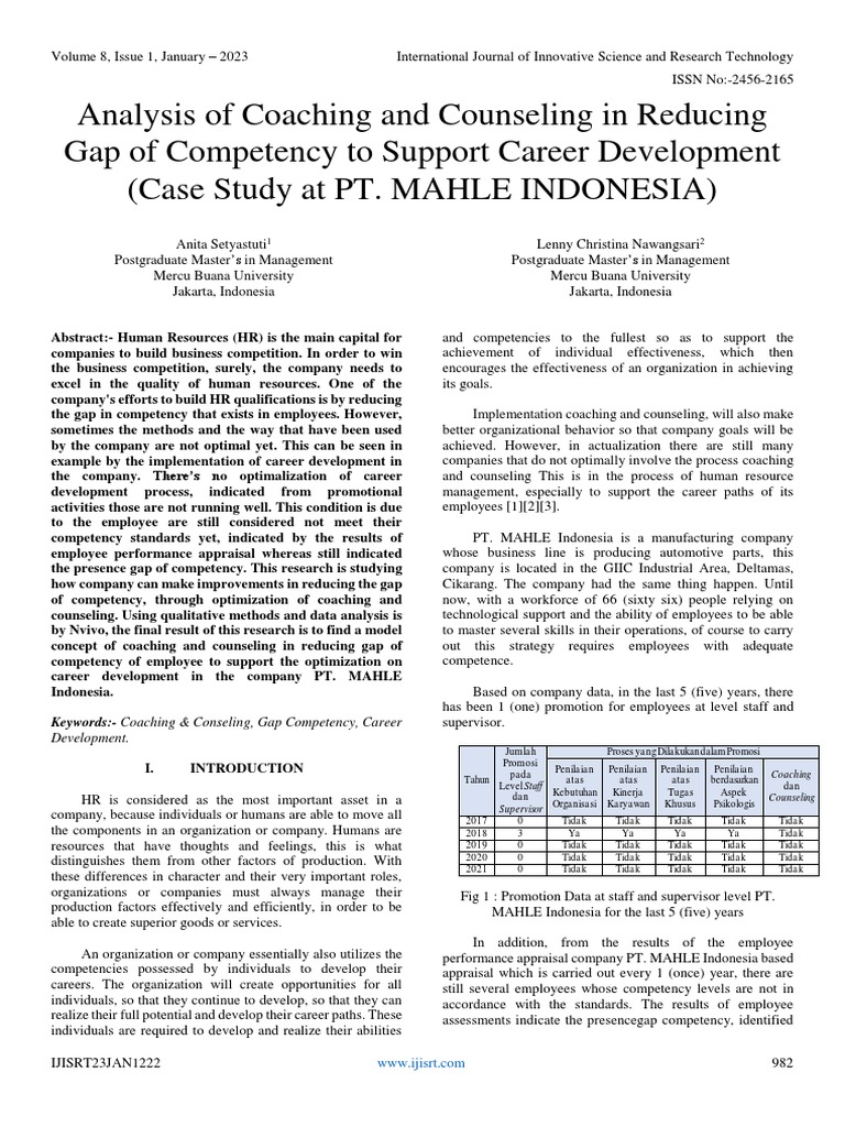 Analysis of Coaching and Counseling in Reducing Gap of Competency To ...