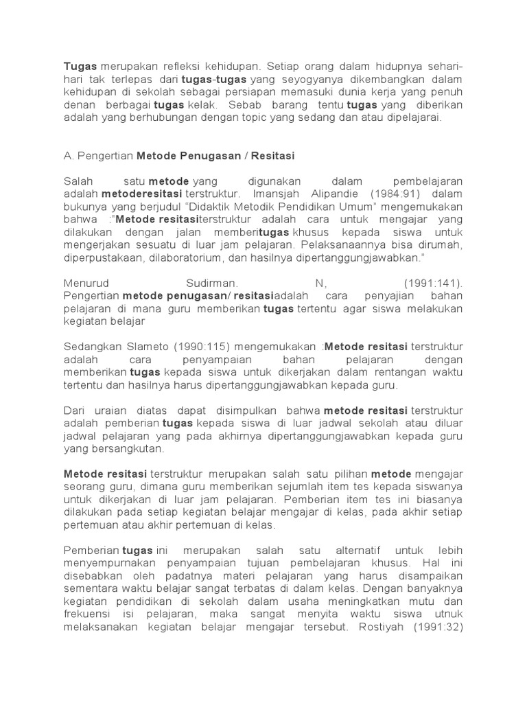 Metode Resitasi Terstruktur dalam Pembelajaran | PDF | Pengembangan ...