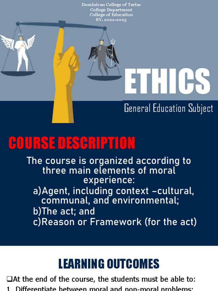 Ethics Course Overview and Objectives | PDF | Morality | Metaphysics