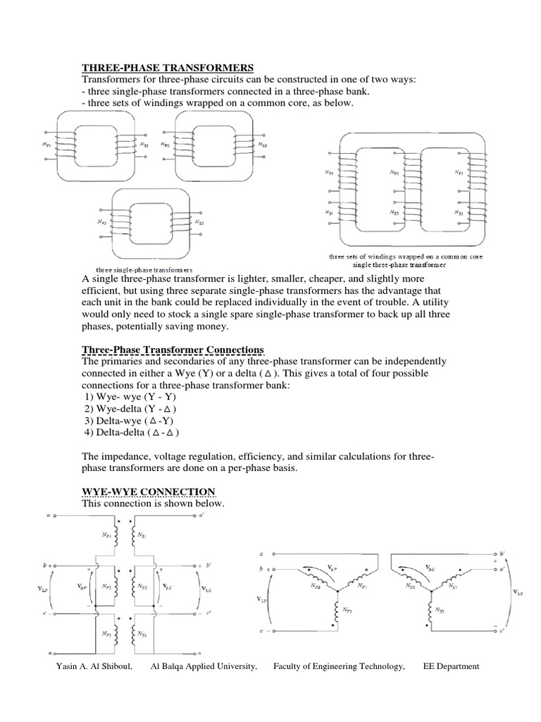 Three-Phase Transformer Connections | PDF | Transformer | Manufactured ...