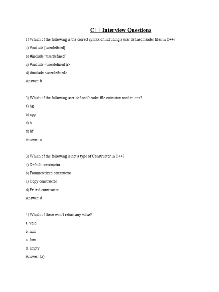 Abax Techno Solutions - C++ Interview Questions | PDF | C++ | Computer ...