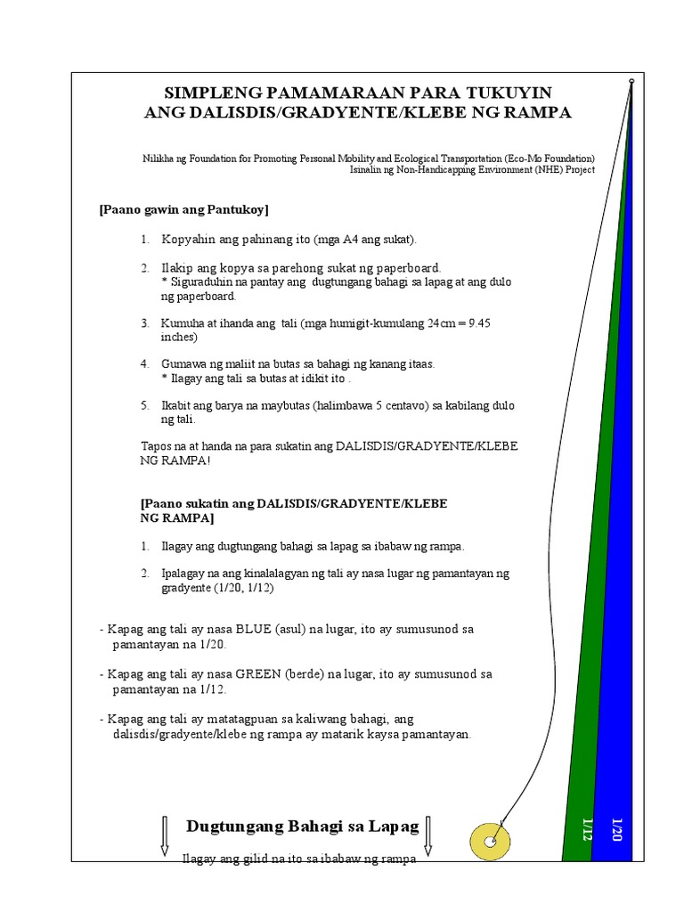 Tagalog Version Annex 9 Simplified Ramp Gradient Finder Tagalog