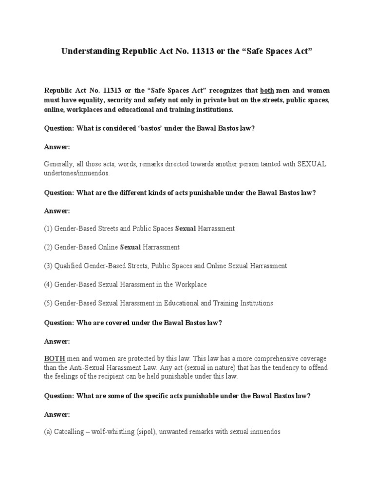 Understanding Safe Spaces Act PDF Sexual Harassment Harassment