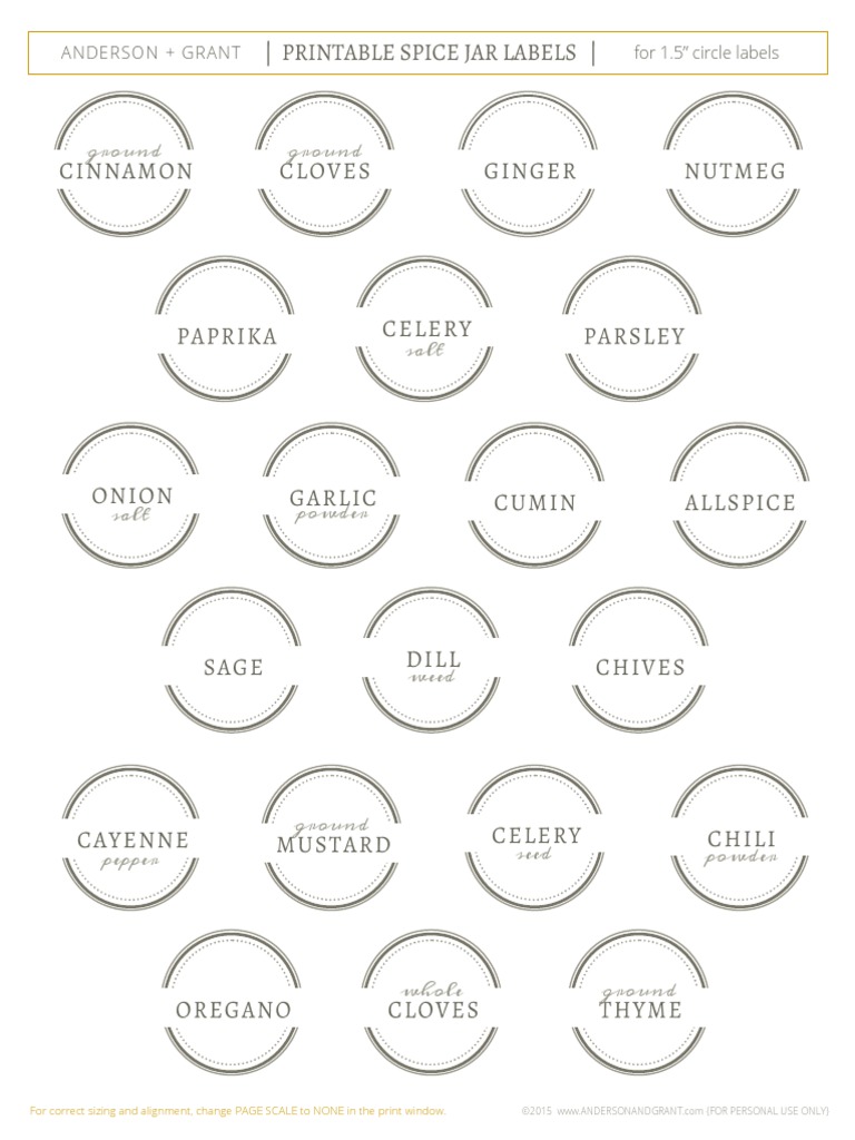 Free Printable Spice Jar Labels | PDF for Free Printable Printable Spice Jar Labels