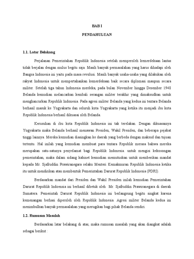 Latar Belakang PDRI di Sumatera | PDF