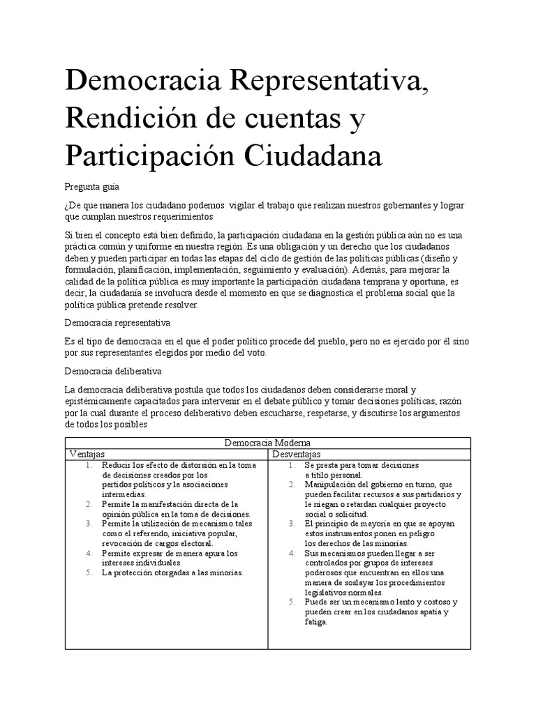 Desventajas de la Democracia Representativa | PDF | Democracia ...