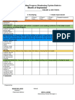 Monthly Reading Progress Monitoring Update Rubrics