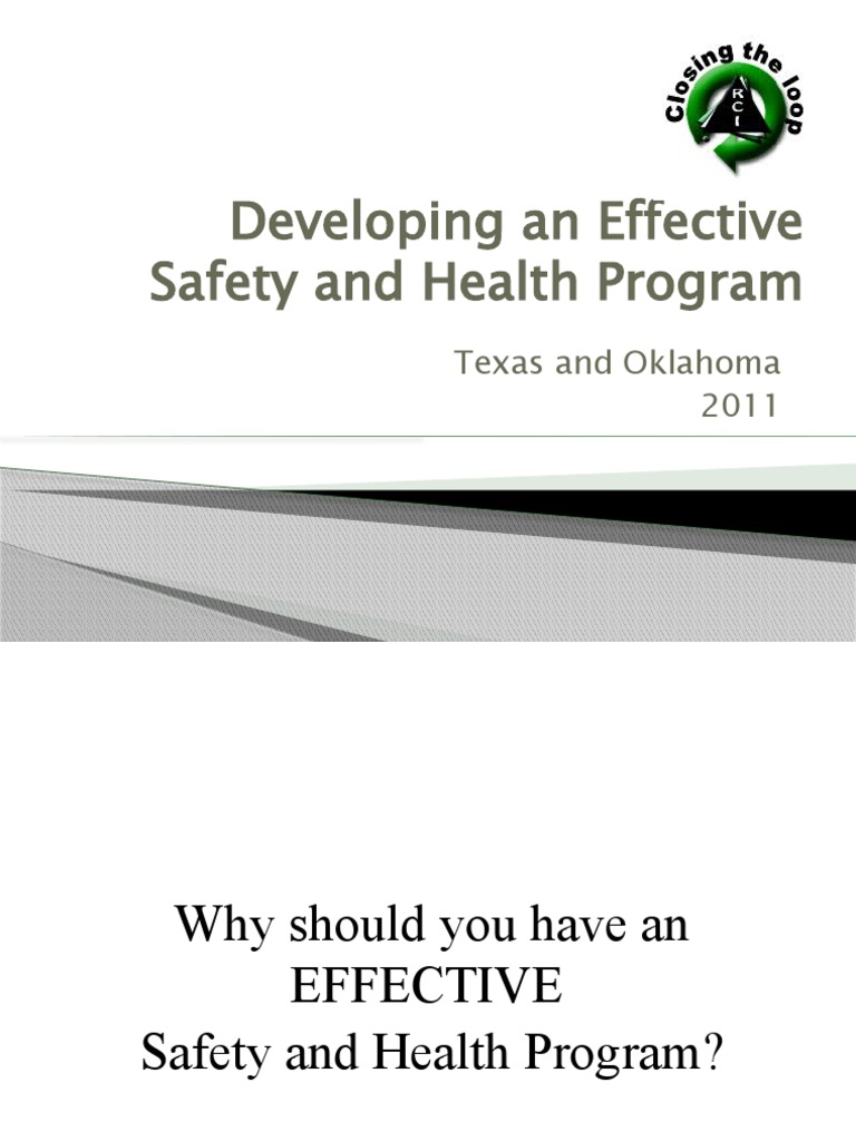 OSHA Developing An Effective Safety and Health Program PDF