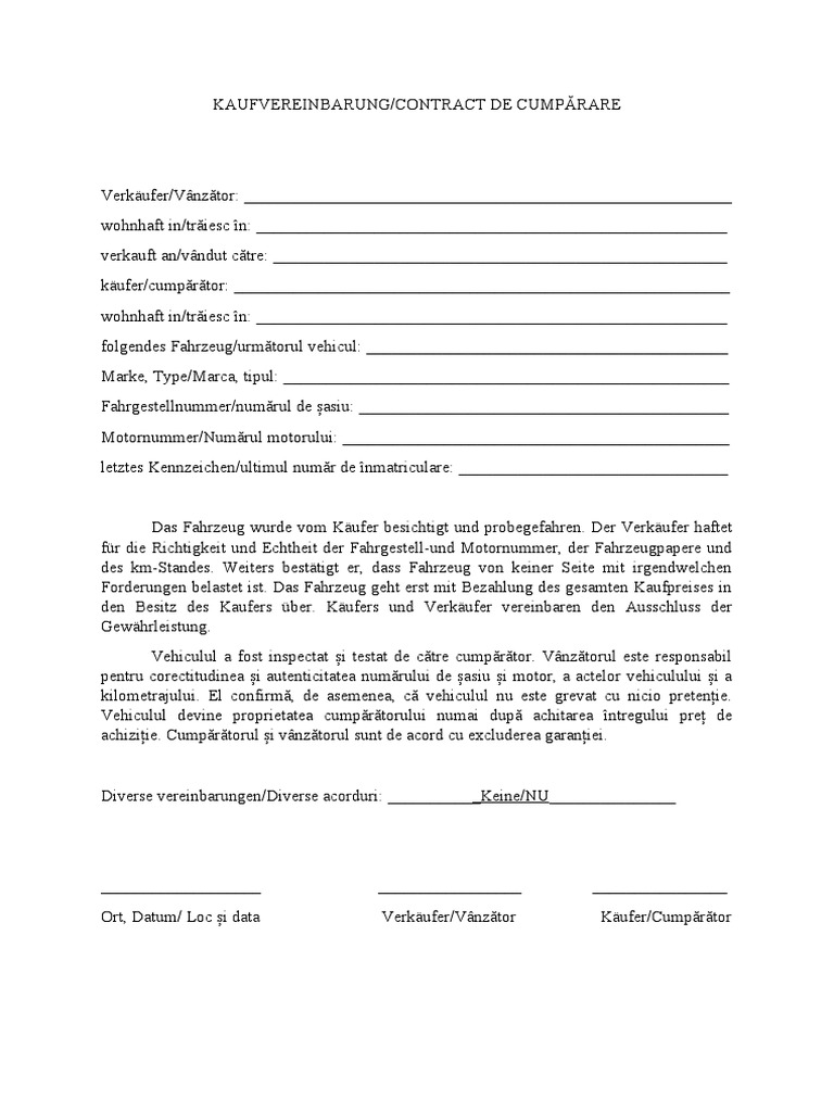 Contract de Cumparare in Germana-Romana | PDF