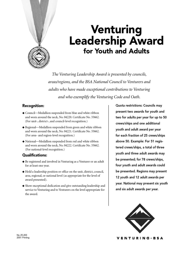 Venturing Leadership Award Overview | PDF | Boy Scouts Of America ...
