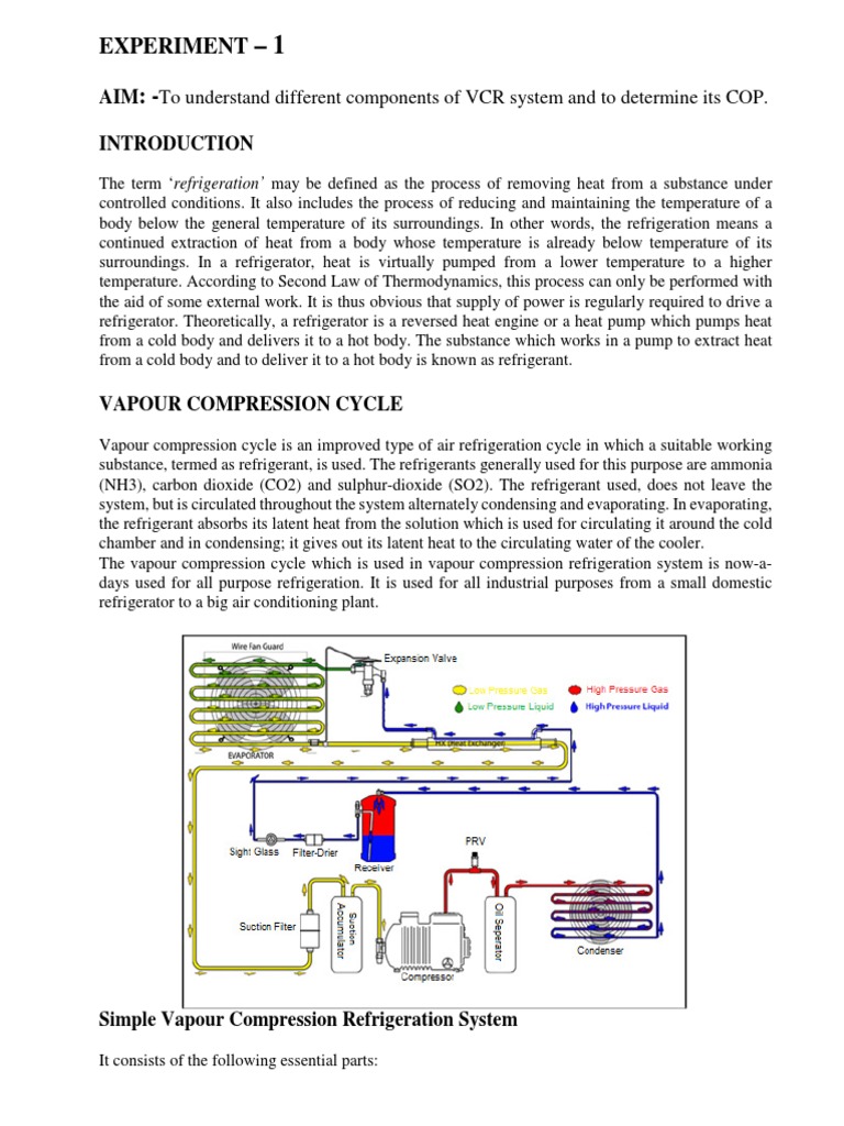 VCR System Components and COP Analysis | PDF | Heat | Refrigeration