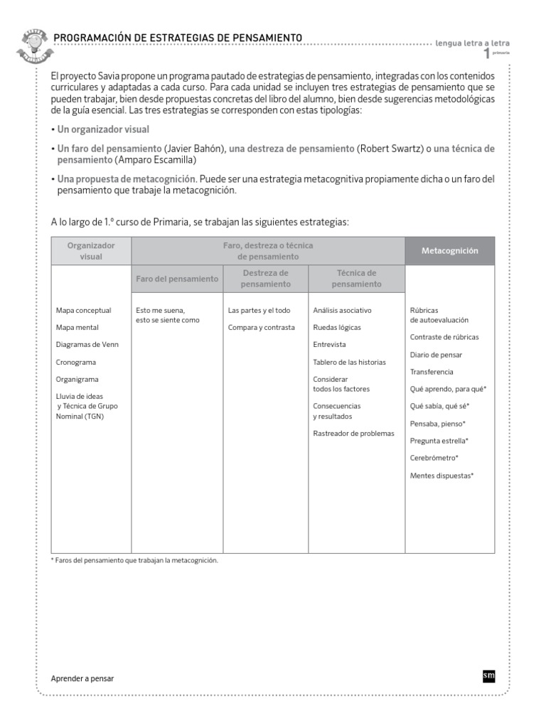 Prog. Estrategias Del Pensamiento | PDF | Pensamiento | Teoria de la mente