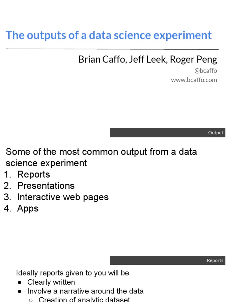 Outputs Of A Data Science Experiment Pdf