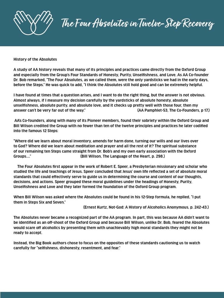 Understanding AA's Four Absolutes | PDF | Twelve Step Program ...