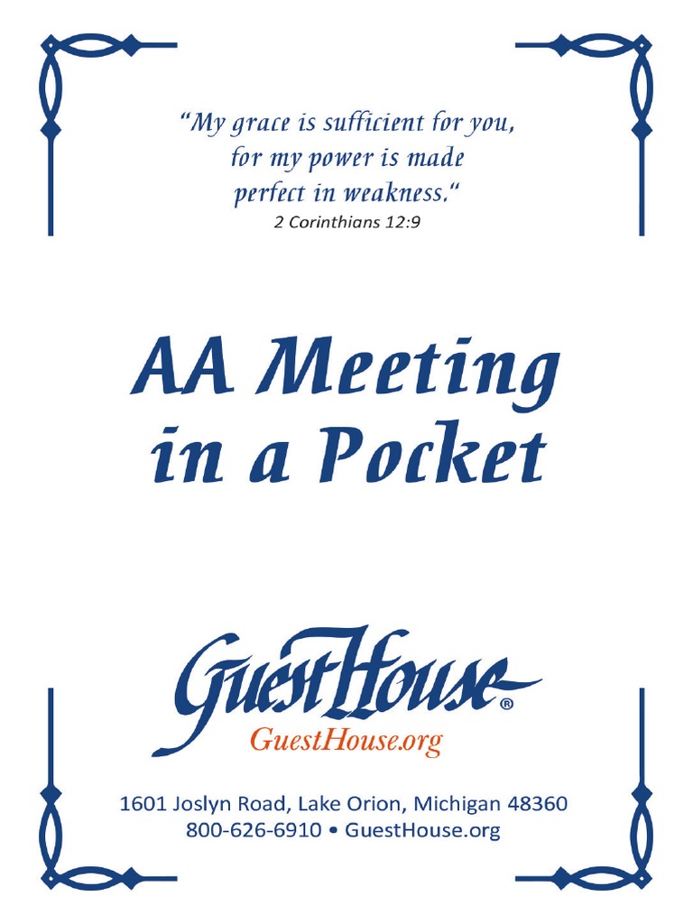 Aa Meeting in A Pocket PDF Alcoholics Anonymous Prayer