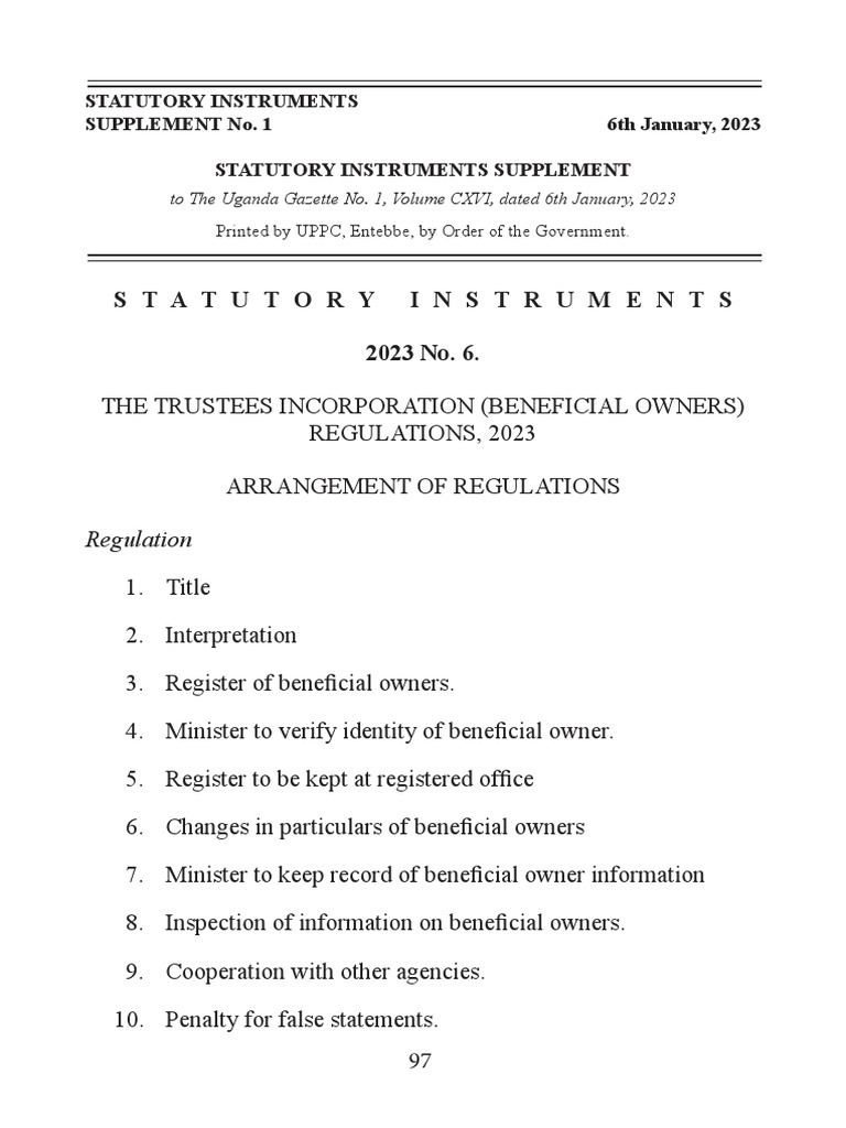Trustees Incorporation (Beneficial Owner) Regulations, 2022 PDF
