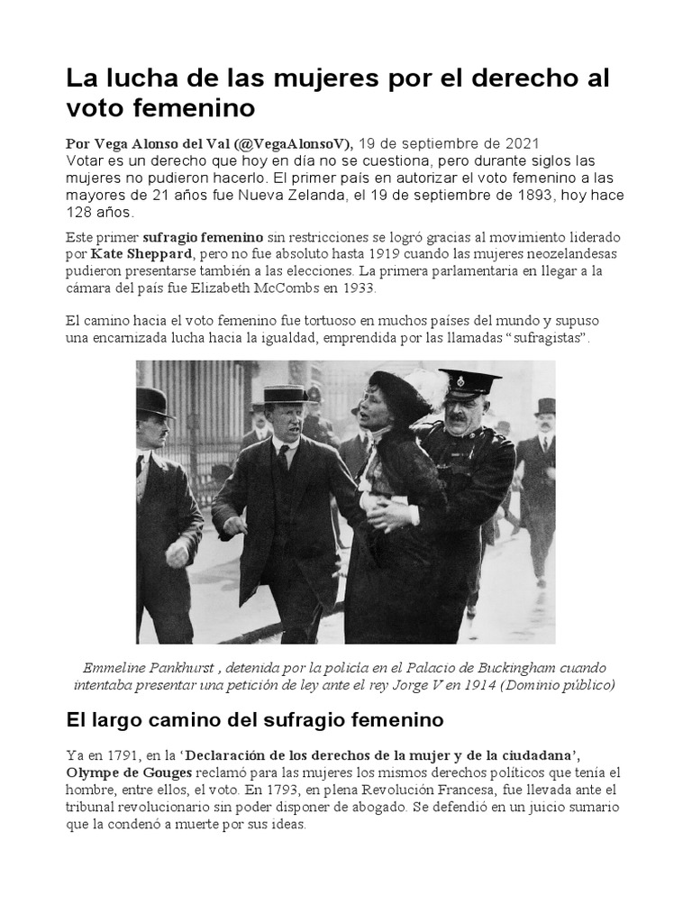 Lucha por el Voto Femenino en el Mundo | PDF | Votación | Derechos humanos