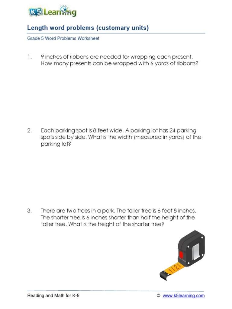 Grade 5 Length Word Problems A | PDF | Home & Garden | Art