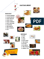 Daftar Menu Makanan dan Minuman