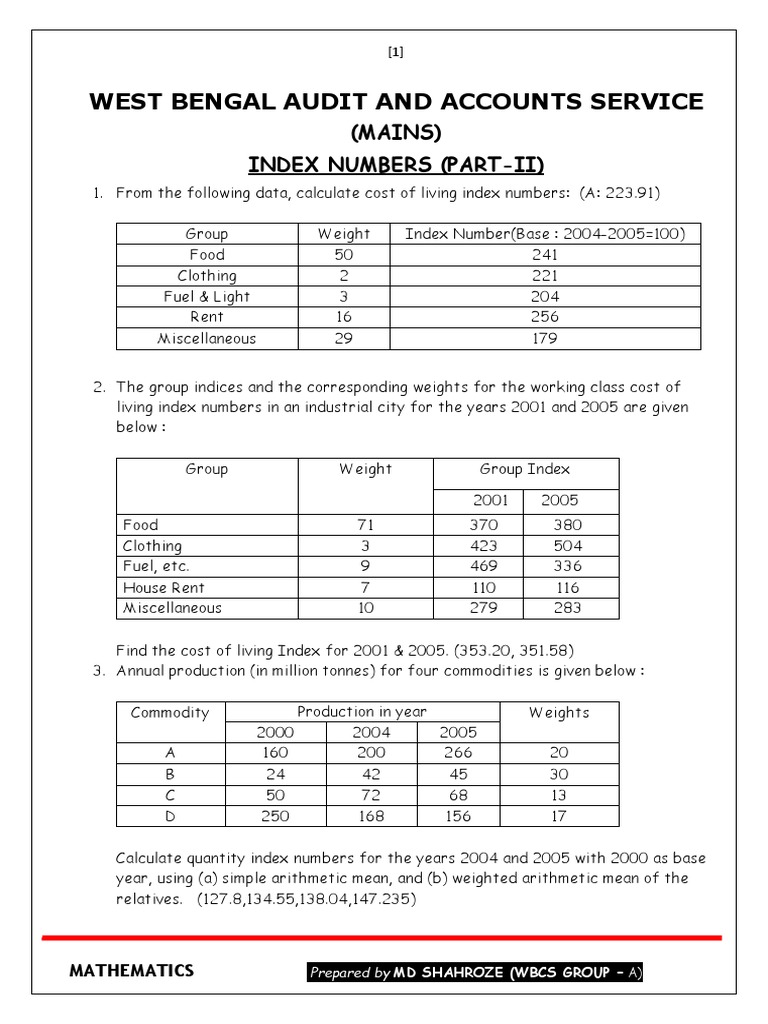 Index Numbers (Part 2) | PDF | Cost Of Living | Index (Economics)
