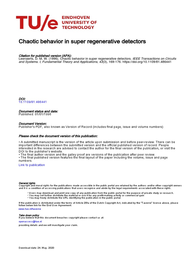 Chaotic Behavior in Super Regenerative Detectors | PDF | Detector ...