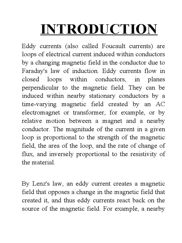 Eddy Current Pdf Electromagnetic Induction Electric Current