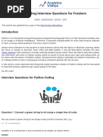 Python Coding Interview Questions For Freshers