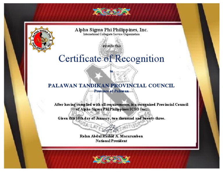 Template Certificate of Recognition | PDF