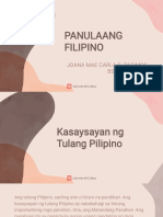 Panulaang Filipino-Kasaysayan NG Tulang Pilipino