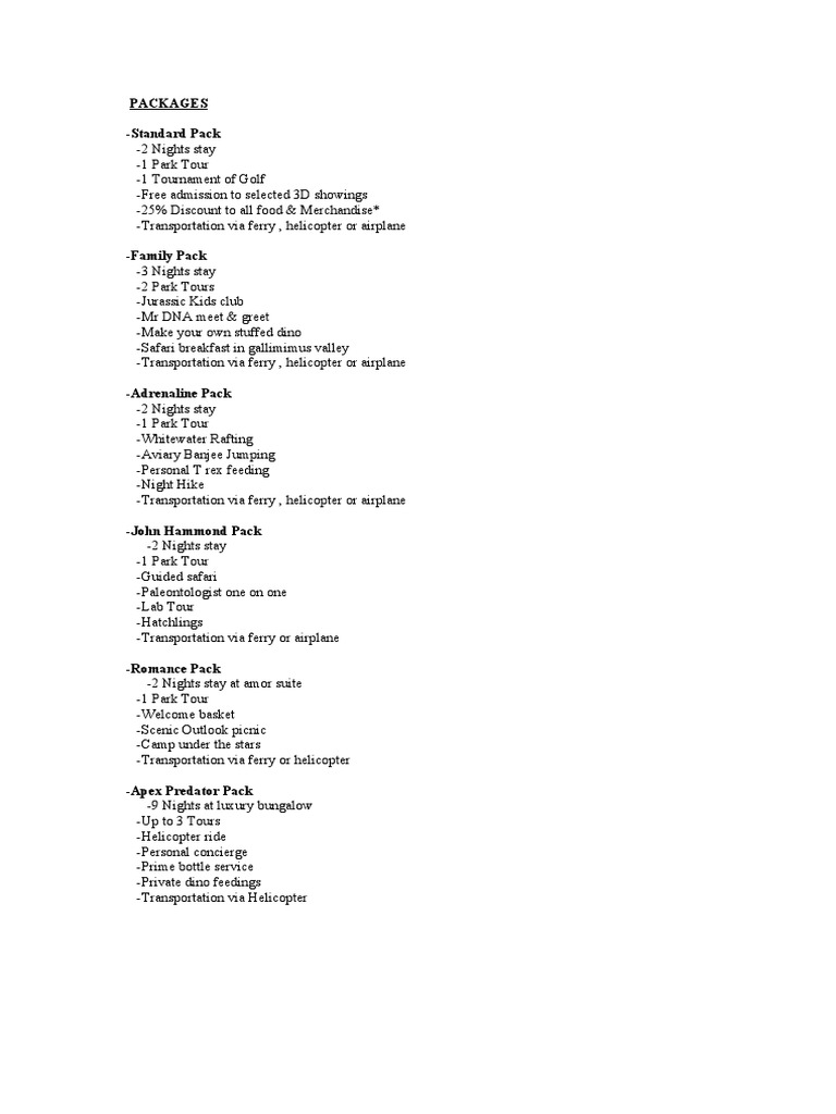Vacation Packages... PDF