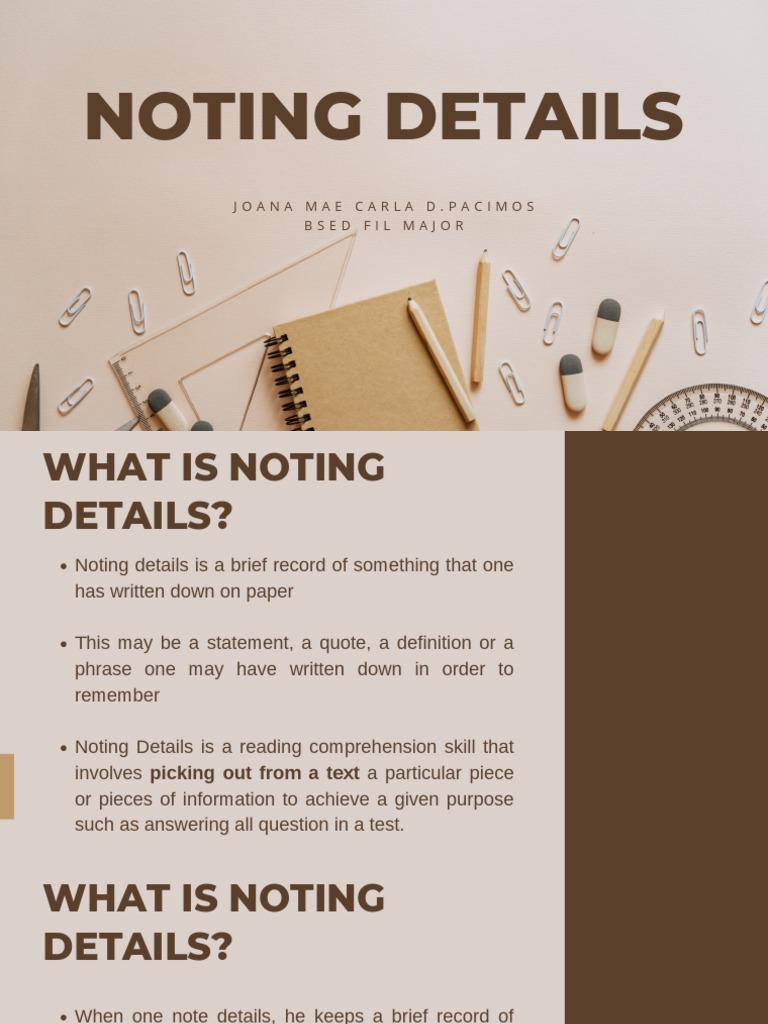 Noting Details and Supporting Details | Download Free PDF | Reading ...