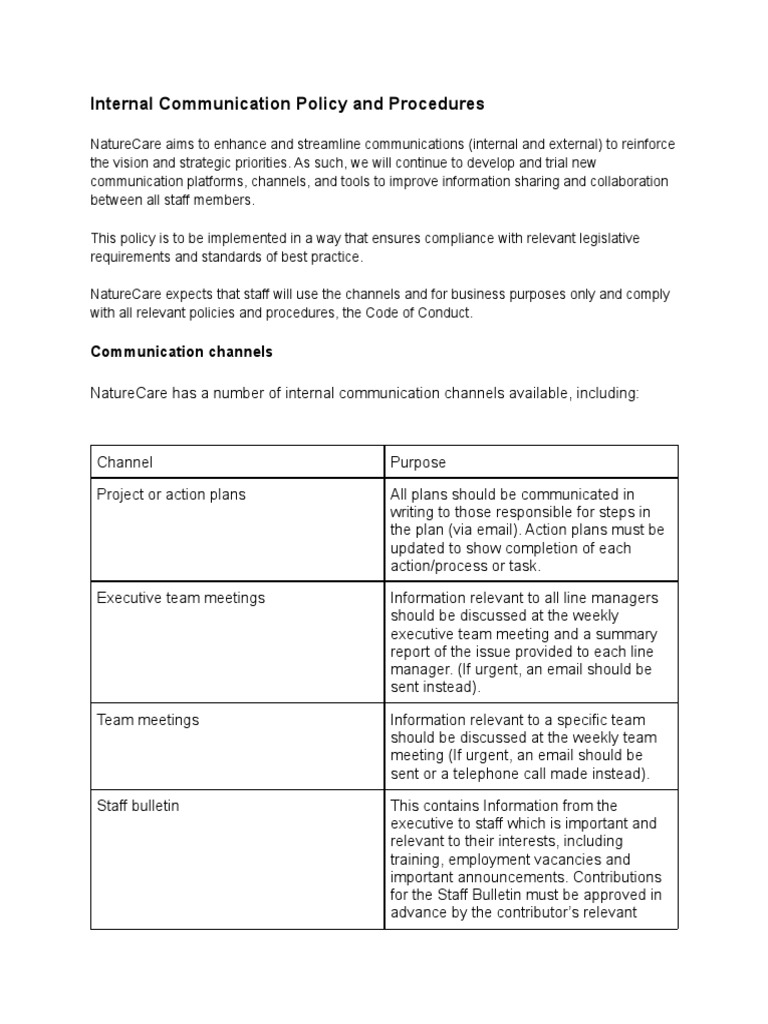 Internal Communication Policy Overview | PDF | Communication | Information