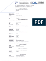 Preinscripción universitaria con datos personales y pagos